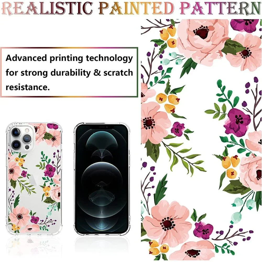 Floral iPhone 12 Pro Max Case - Shockproof Protective Cover - Slim & Stylish